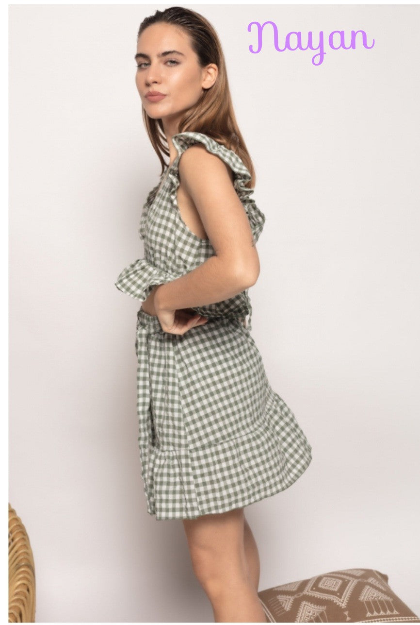 Conjunto cuadro vichy verde