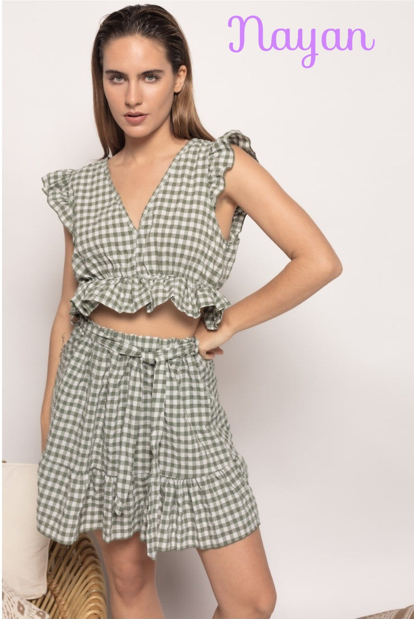 Conjunto cuadro vichy verde
