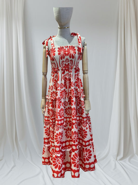 Vestido volantes rojo