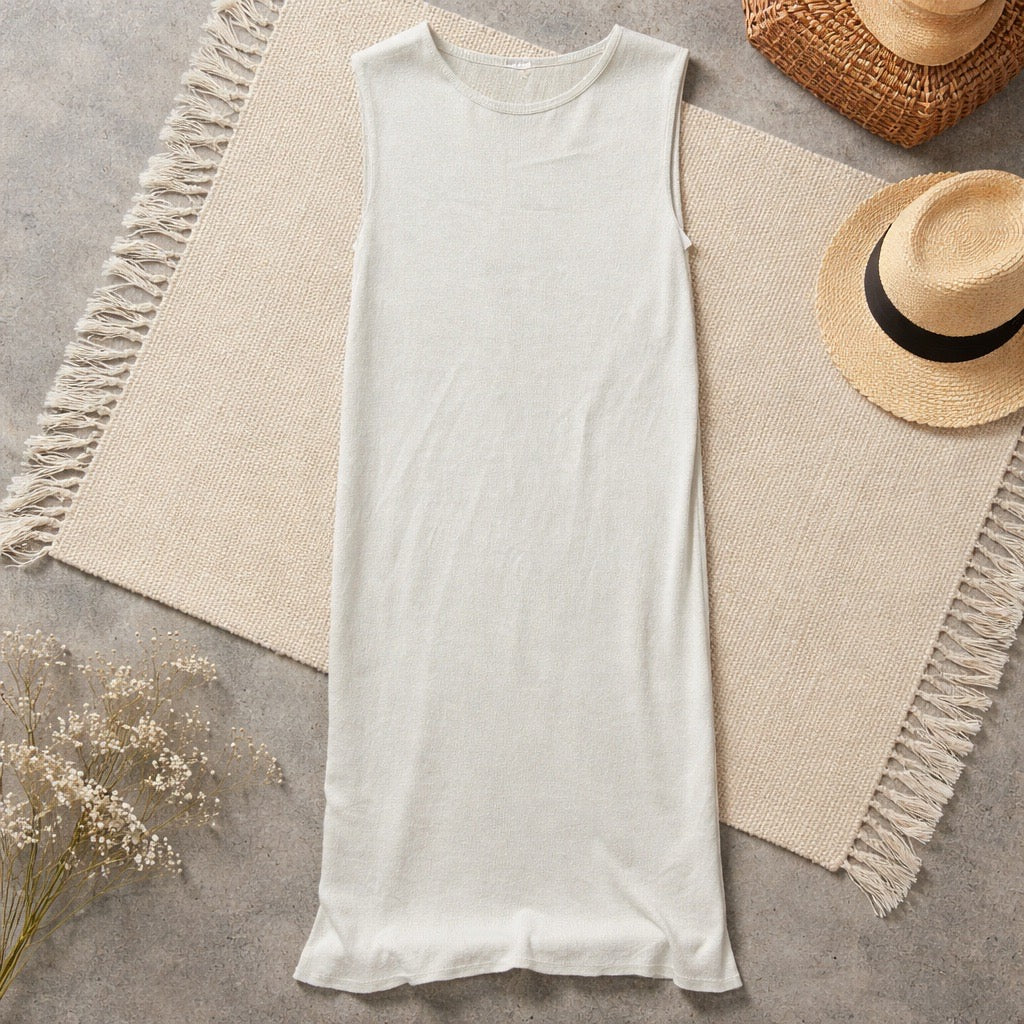 Vestido punto fino beis