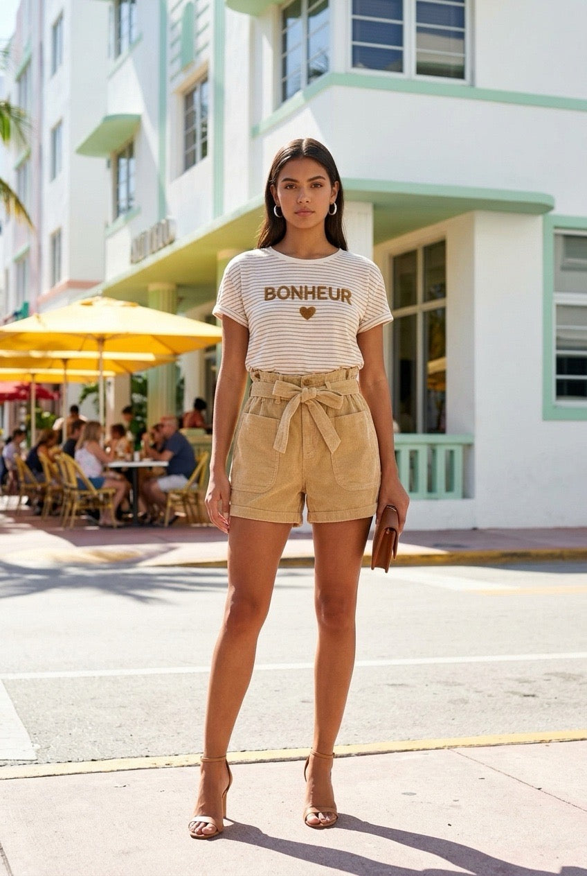 Short denim baggy cinturón
