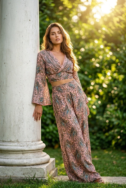 Conjunto top y falda pantalón