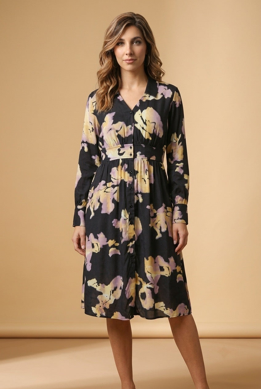 VESTIDO MIDI SATEN ESTAMPADO