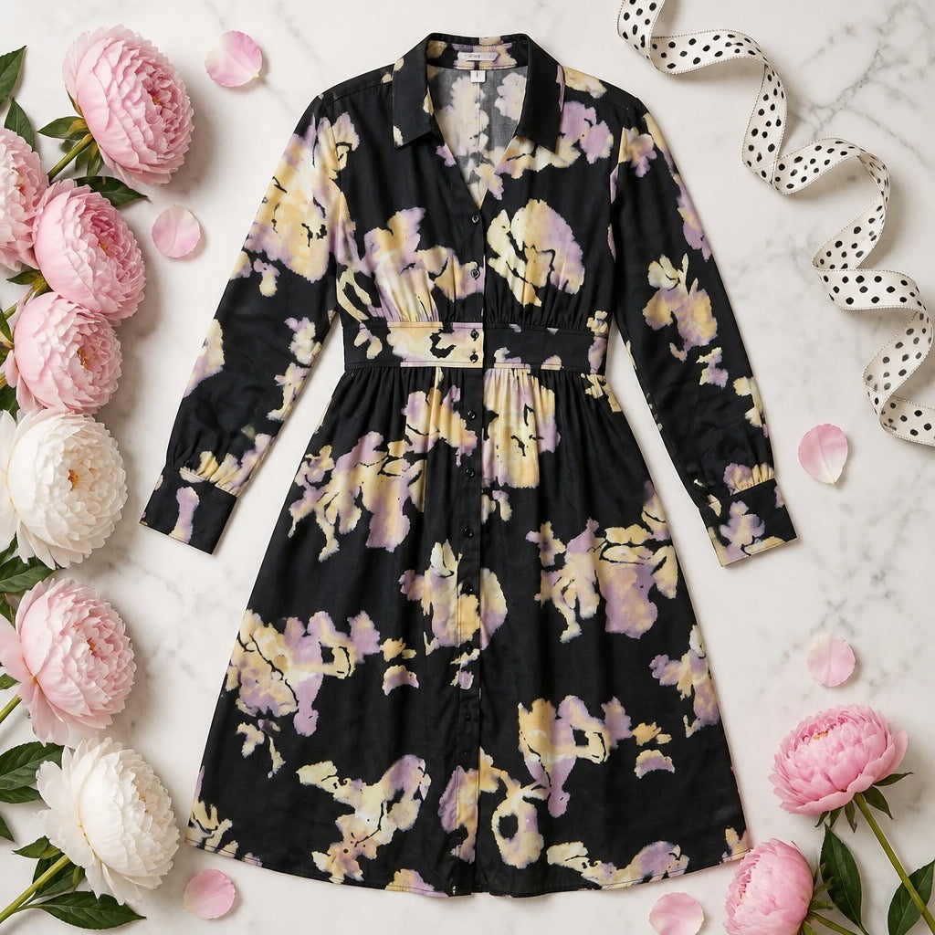 VESTIDO MIDI SATEN ESTAMPADO