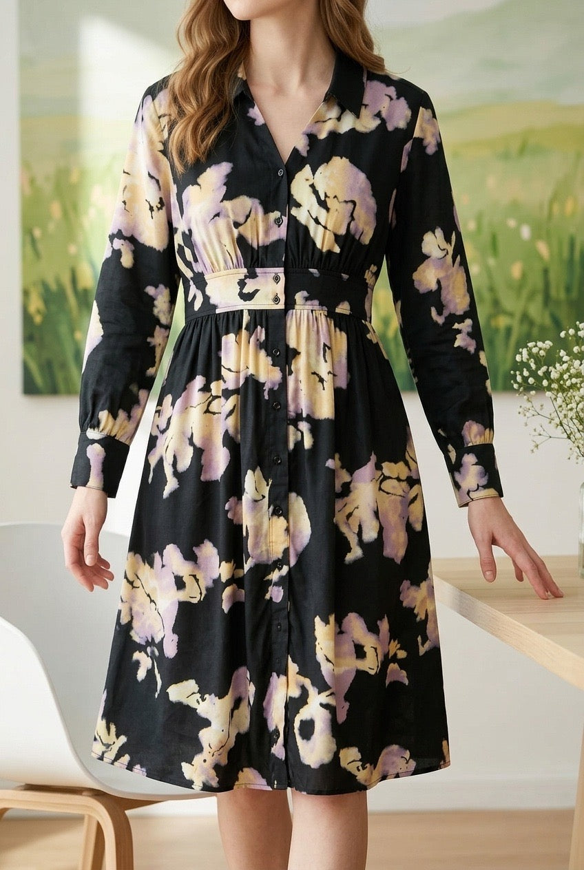 VESTIDO MIDI SATEN ESTAMPADO