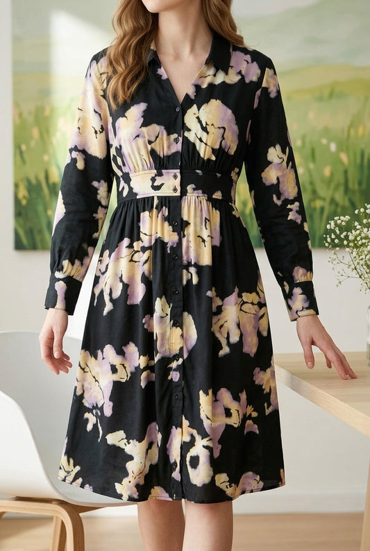 VESTIDO MIDI SATEN ESTAMPADO