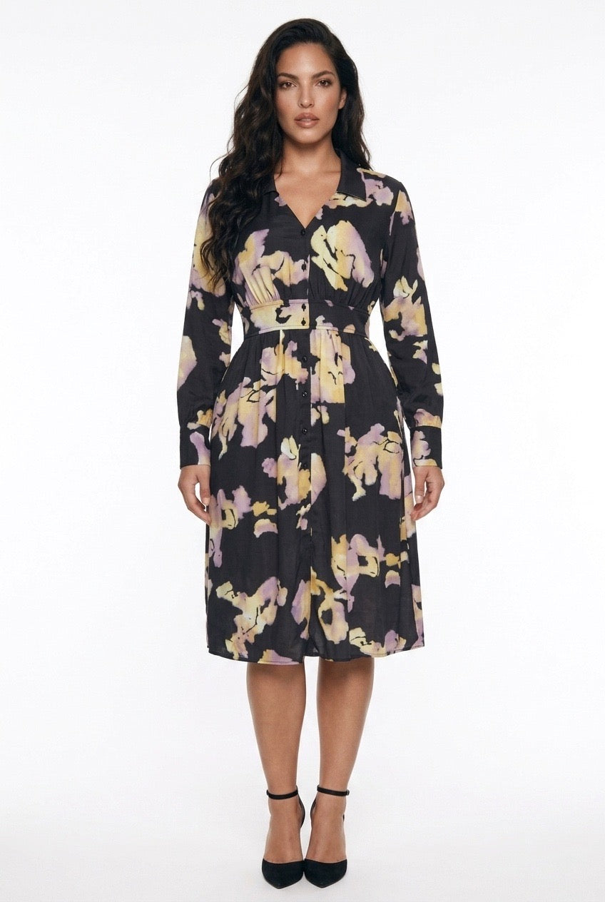 VESTIDO MIDI SATEN ESTAMPADO
