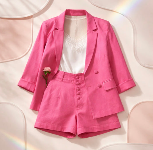 Conjunto blazer y short fucsia
