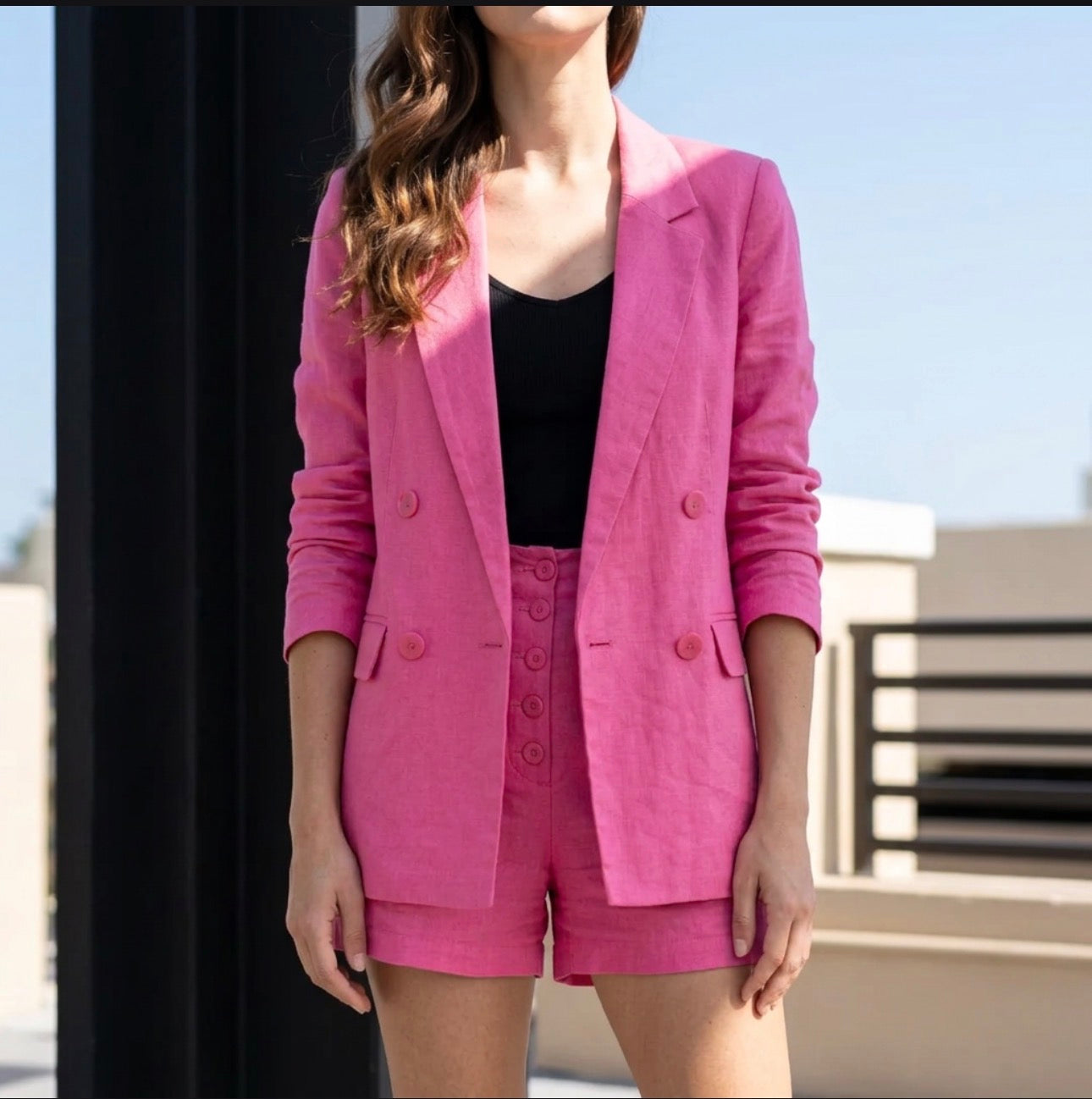 Conjunto blazer y short fucsia